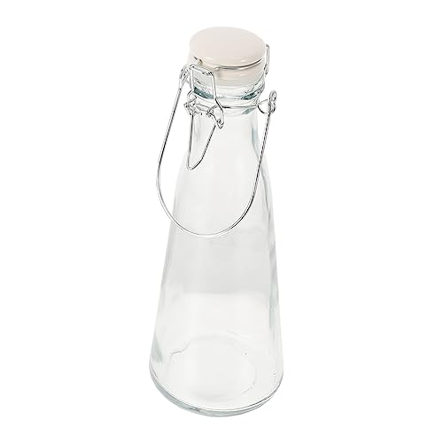 COLLBATH 2pcs Snap Glass Bottle Square Water Bottle Swing Top Water Bottle Vintage Old Milk Bottles Carton Water Bottle Clear Milk Sparkling Water Cans Sauce Juice Bottles Milk Container