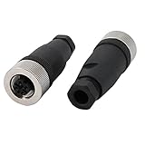 2PCS M12 4 Pin Female Connector A Code Straight Socket Panel Aviation Wire Field Wireable Connector 12mm Industrial Circular Connector,Outdoor Waterproof IP67 for 22AWG 0.34mm² Cable