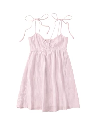 Image of SOLY HUX Women's Summer Cami Sun Dress A Line Tie Shoulder Y2k Cute Casual Short Mini Beach Babydoll Dresses