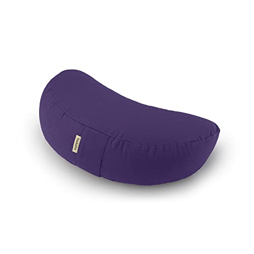 basaho WEDGE Zafu Meditation Cushion | Organic Cotton | Buckwheat Hulls | Removable Washable Cover (Pure Purple)