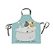 DOMIKING Damen-Schürzen mit niedlichem Cartoon-Tier-Katzenschürze, Unisex, mit Taschen, verstellbarer Hals, zum Kochen, Backen, Gartenarbeit