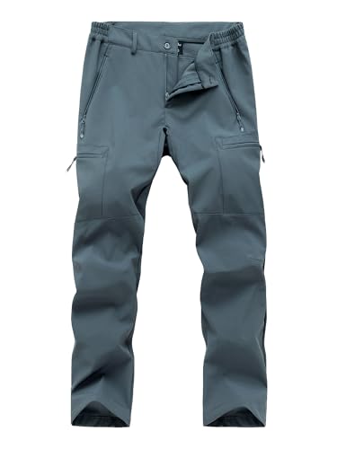 Gash Hao Mens Waterproof Ski Snow Pants Hiking Softshell Cargo Fleece Lined Warm Insulated Outdoor Fishing Pants