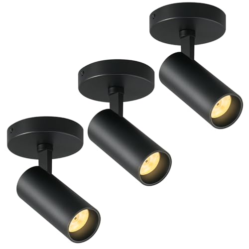 Image of 12W LED Ceiling Spotlight 5CCT 2700K /3000K /3500K /4000K /6000K Selectable Dimmable spot Lights Indoor CRI90+ Adjustable Flush Mount Lights Fixture 24 Accent Lighting Black 3 Packs