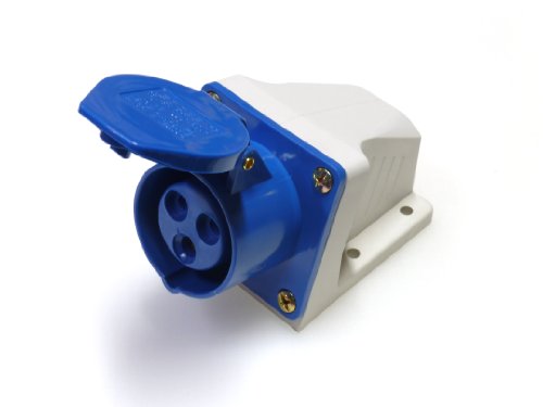 Knightsbridge IN008 IP44 Angled Surface Mount Socket 2P+E, 230 V, 240V 16A, Weiß/Blau