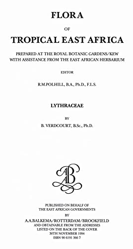 Flora of Tropical East Africa - Lythraceae (1994): Prepared at the Royal Botanic Gardens/Kew with Assistance from the East African Herbarium