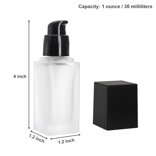 Bekith 12 Pack 1oz/30ml Empty Foundation Bottle, Frosted Glass Pump Bottles for Lotion Liquid Cream, Foundation Sample Bottle Cosmetic Travel Container with 3pcs Funnels and 3pcs Droppers2