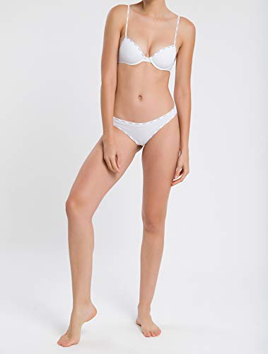 Kit com 3 Calcinhas Fio Dental, Calvin Klein, Feminino, Branco/Preto/Mescla, P