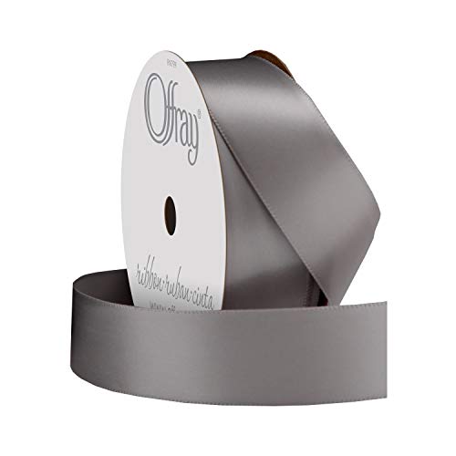 Image of Berwick Offray 072479 7 /8 inch Wide Single Face Satin Ribbon, Silver Gray, 6 Yds