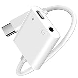 USB C to 3.5mm Headphone Jack Adapter, XVZ 2 in 1 Type C to 3.5mm Aux Audio Charging Cable, Microphone Connector for Google Pixel Ipad Pro Samsung Galaxy Oneplus HTC Sony Huawei Moto Xiaomi (White)