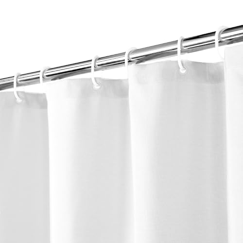LinTimes Flachs Leinen wie 240GSM Schwerer Stall Duschvorhang für Badezimmer mit Haken Hotel Luxus Stoff Waschbar,Weiß,120x200 cm