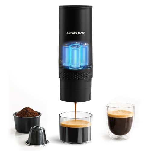 Image of Portable Electric Espresso Machine, Mini Self-Heating Travel Coffee Maker for Ground Coffee & NS Capsules, Ideal for Camping, RV, Hiking & Office