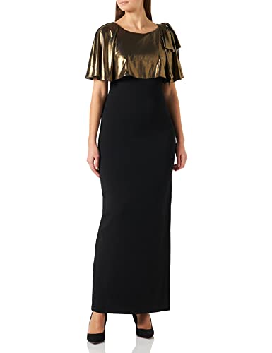 Gina Bacconi Women's Crepe and Chiffon Maxi Dress Vestido de cóctel, Black/Gold, 26 para Mujer