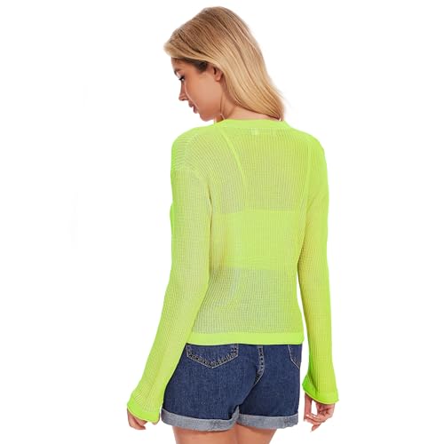 Image of Huuloo Women's Summer Lightweight V Neck Button Down Long Sleeve Cardigan Sweater Green