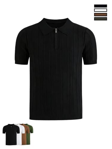 Camisetas Polo para hombre de manga corta, con cierre parcial, tejido acanalado, ligeras, ideales para verano y golf miniatura 5