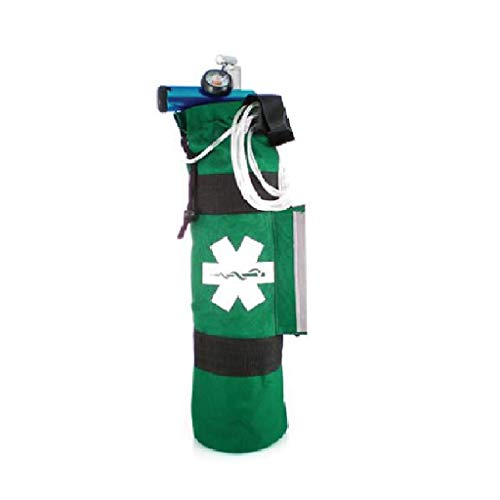 oxygen d cylinder bag - LINE2design Oxygen Cylinder Sleeve Bag - EMS First Responder Emergency Medical Oxygen Bag Portable Travel Size Cylinder Holder with Star of Life Logo - Side Pockets and Adjustable Side Straps - Green