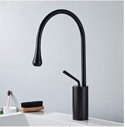 Mitigeur de lavabo noir mat en laiton style nordique pour eau chaude et froide