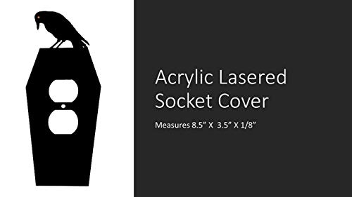 Spooky Raven With Amber Eye-Atop A Coffin Light Switch & Socket Covers Set. Gothic Decor-Black Acrylic. Home And Bedroom Curio Decor. Toggle Switch Cover, W/Matching Socket Cover. Usa Made (Toggle) #TOP6