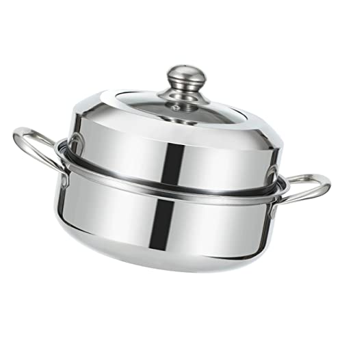 VINTORKY 1 Juego Olla Vaporera Inoxidable de Doble Capa para Cocina Utensilio Multifuncional de Vapor para Cocción Rápida y Compatible con Cocinas de Gas Inducción para Preparar Comidas