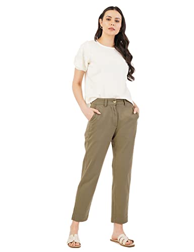 Image of FYLTR Womens Regular Stretch Cotton, Comfortable, Soft Khaki Trousers