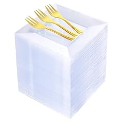 100pcs Square Dessert Plates with Gold Dessert Forks