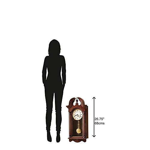 Howard Miller David Wall Clock 620-234 – Windsor Cherry Finish, Swan Neck Pediment, Vintage Home Decor, Brass-Finished Pendulum, Key-Wound, Single-Chime Movement #TOP2