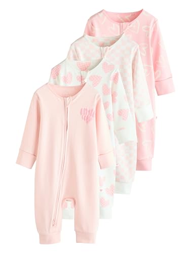 NEXT Dors-Bien bébé 100% Coton sans Pieds avec Fermeture zippée Double-Sens, Lot de 4 Rose 1 Mois
