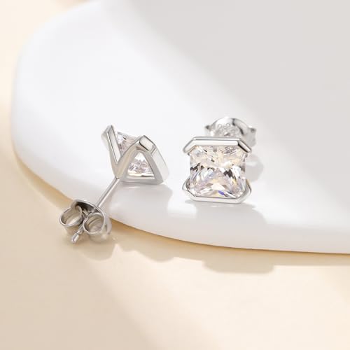 Pendientes diamante plata de ley 925 auténtica jiamiaoi oro blanco 18K acabado alta joyería 3