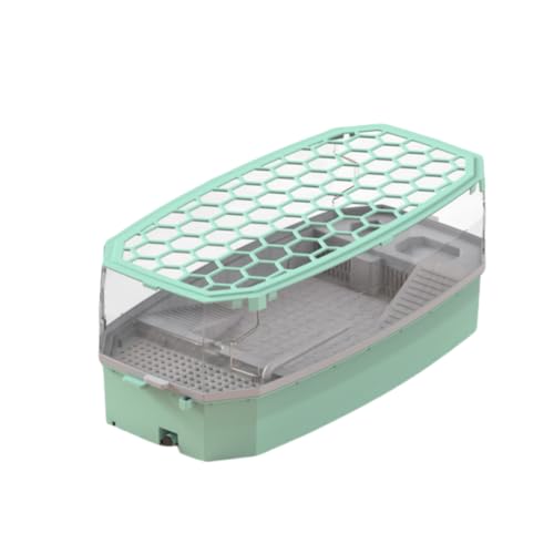 TIMDU 亀の水槽 蓋付き カメ用亀 プラスチック 飼育ケース 亀用アクリル 亀ケージ ボックス 観察 排水孔 階段 エサ皿 滑り止め 休憩プラットフォーム 脱出防止 槽 爬虫類ケージ 両生類用 ボックス 亀の楽園 トップカバー付き、取り外し可能 (ブル