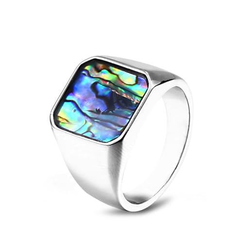 Bague de streamer en coquille et acier dorée à l'or 18k pour homme et femme