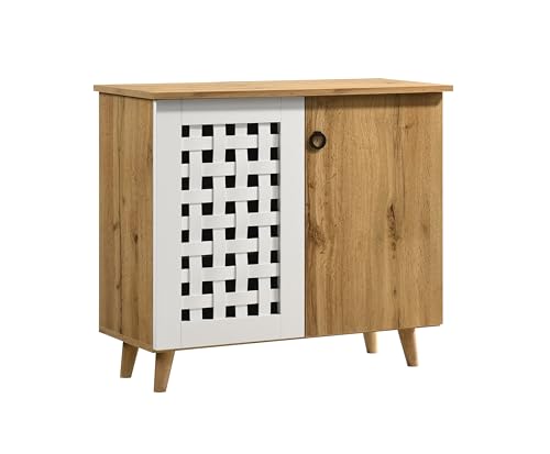 Image of DeckUp Ceylon 2-Door Engineered Wood Shoe Rack (Wotan Oak & White, Matte Finish)
