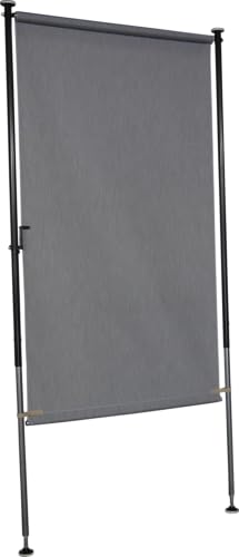 Angerer Balkonsichtschutz, Senkrechtmarkise mit Handkurbel, Terrasse/Balkon, Montage ohne Bohren, Made in Germany, hochwertiger Stoff, UV-beständig, höhenverstellbar, wasserabweisend, 150 cm Hellgrau