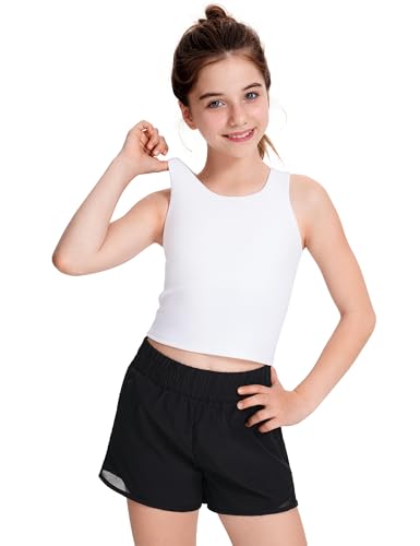 Image of JOCMIC Girls Tank Tops Athletic Tanks with Bra Racerback Sports Top