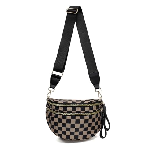 Nuvore Crossbody Bag, Nuvore ComfortBag, Spacious Stylish Checkered Bum Bag, Checkered Crossbody Bag for Women