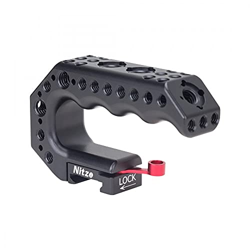 Image of Nitze PA28 Lil Stinger NATO Clamp Top Handle with 1 /4 3 /8 Thread n Locating Holes for DSLR Camera Cage (PA28M-AK)
