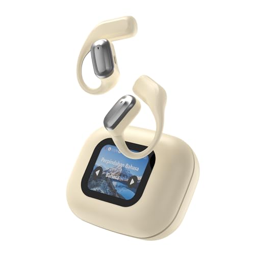 LCORDN Open Ear Headphones, Wireless Earbuds, 60H Playtime IPX7 Waterproof, Lightweight Ear Hook for Sports, Safe Driving, All-Day Comfort, Secure Fit (Cream) AI Real Time Translation Earbuds