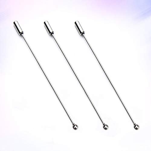 HEALLILY 20pcs Brooch Pin Stick Metal Safety Pins Suit Lapel Pin Stick with Stopper Ends DIY Jewelry Accessories Tie Hat Scarf Silver
