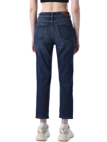 Image of ONLY Women's Solid Slim Fit High Rise Blue Jeans