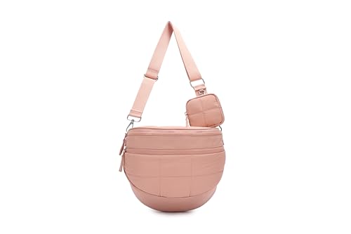 Image of Crossbody Bags for Women, Puffy Bum Bag with Multiple Pockets, Nylon Crossbody Purse for Daily Travel