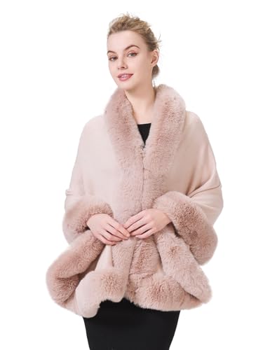 BEAUTELICATE Faux Fur Wrap Shawl Stole Women Wedding Bridal Evening
