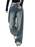 EMMIOL Washed Jeans for Women High Waist Y2K Jeans Wide Leg Baggy Cargo Pants Casual Loose Boyfriends Trousers Vintage Streetwear