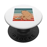 Bear cartoon curling scopa pietra ghiaccio sport amichevole PopSockets PopGrip Intercambiabile