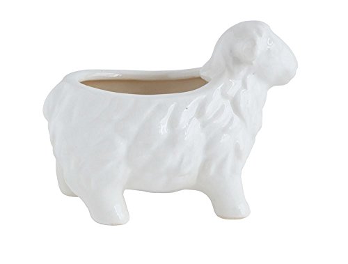 Terra-cotta Sheep Planter, White 6-1/2"L x 4-1/4"W x 5"H Perfect For Spring Summer