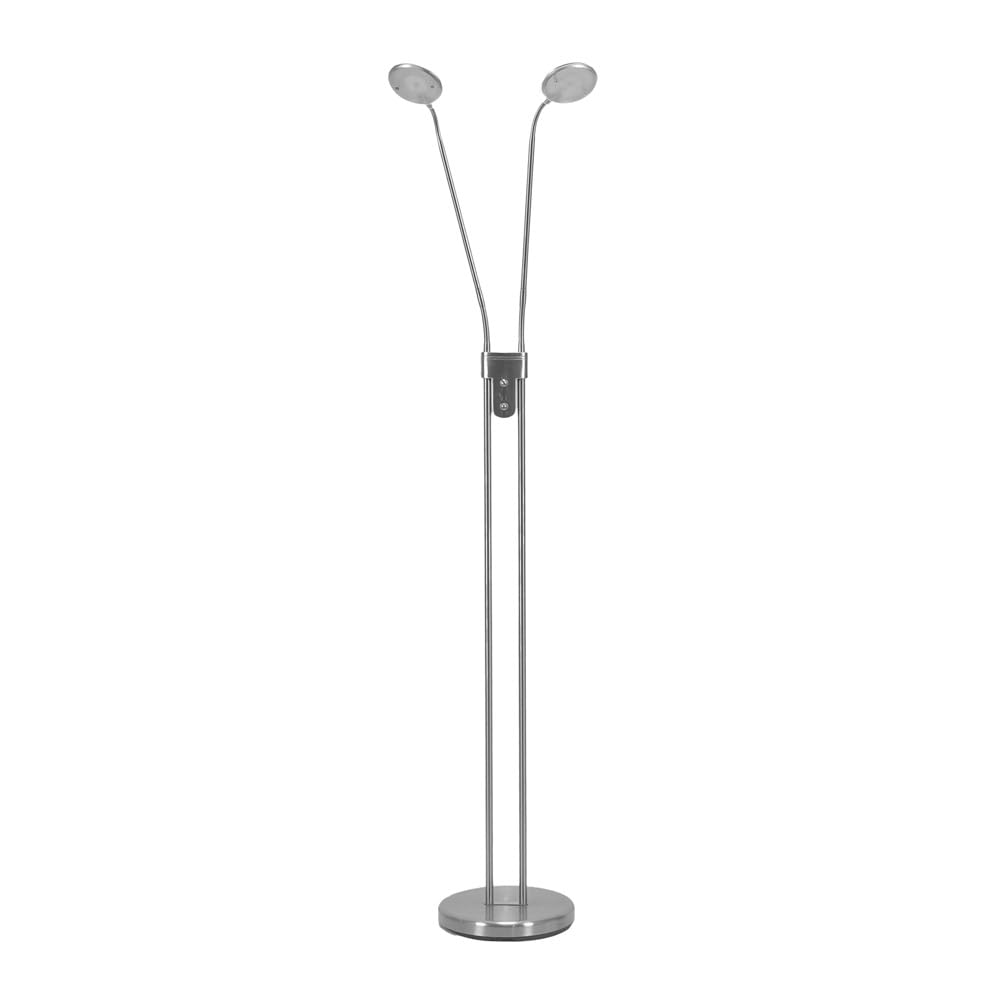 ValueLights | Integrated LED Brushed Chrome Metal Floor Lamp 2 Arm Adjustable Reading Task Lounge Light | Floor Lamps & Home Improvements Essential