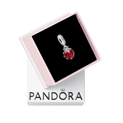 PANDORA Red Ladybug Dangle Charm - Compatible with PANDORA Moments - Jewelry for Women - Gift for Her - Made with Sterling Silver & Enamel - With Gift Box