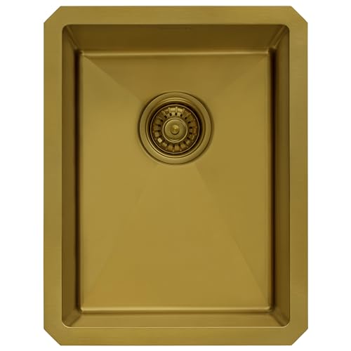 Ruvati 14-inch Matte Gold Stainless Steel Undermount Bar Prep Sink - RVH7114GG