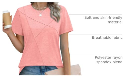 Image of XIEERDUO Womens Summer Tops 2026 Pleated Round Neck Short Sleeve Shirts Business Casual