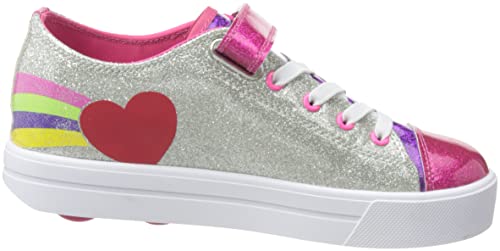 Heelys Girl's Hly-g2w-1665 Wheeled Heel Shoe, Silver Rainbow Heart, 2 UK