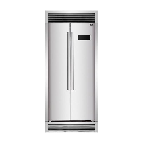 Forno Salerno 37-inch French Door Refrigerator - 15.6 Cu.Ft. Stainless Steel with LED Touch Control, w/Trim, Fast Cool, Fast Freeze & Spill-Proof Shelves on Fridge.com