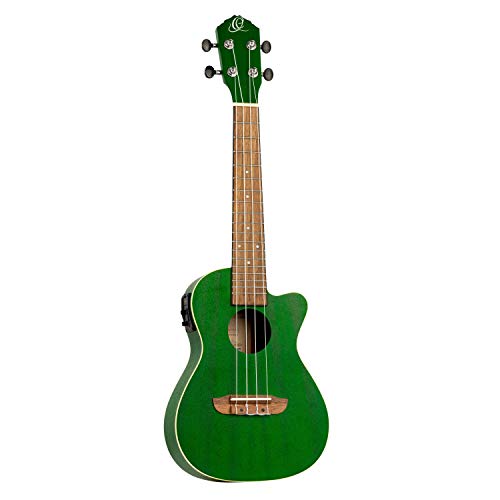 Ortega Guitars - Ukelele acústico/eléctrico de 4 cuerdas, derecho, transparente verde bosque,...