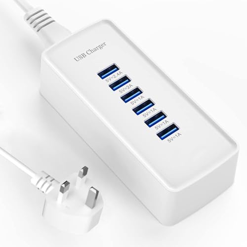 Cargador rápido USB, estación de Carga portátil de 6 Puertos para Varios Dispositivos, Compatible con iPhone iPad, Samsung, Google, xiaomi, Huawei y Otros Cargadores USB